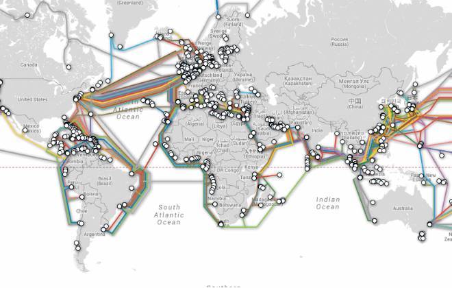 Mapa dos cabos submarinos